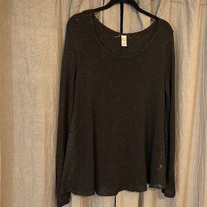 Flowy A-Line lace inset sweater M